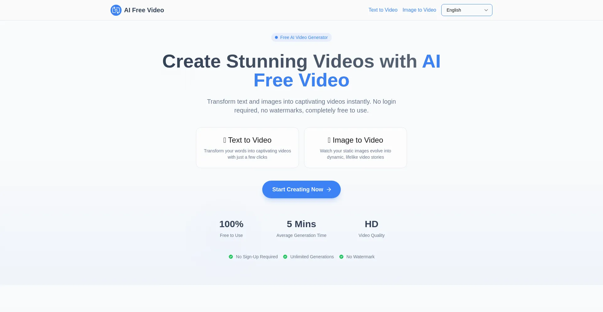 Website screenshot of Aifreevideo.com