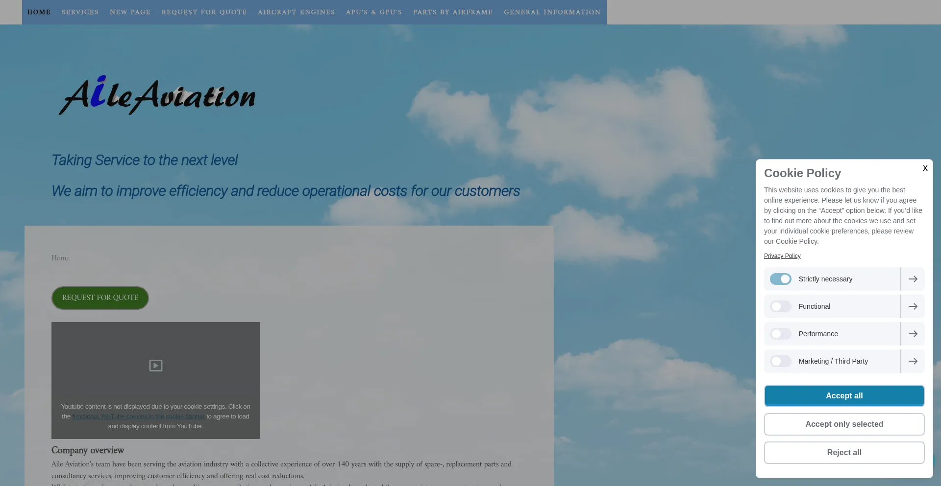 Website screenshot of Aileaviation.com