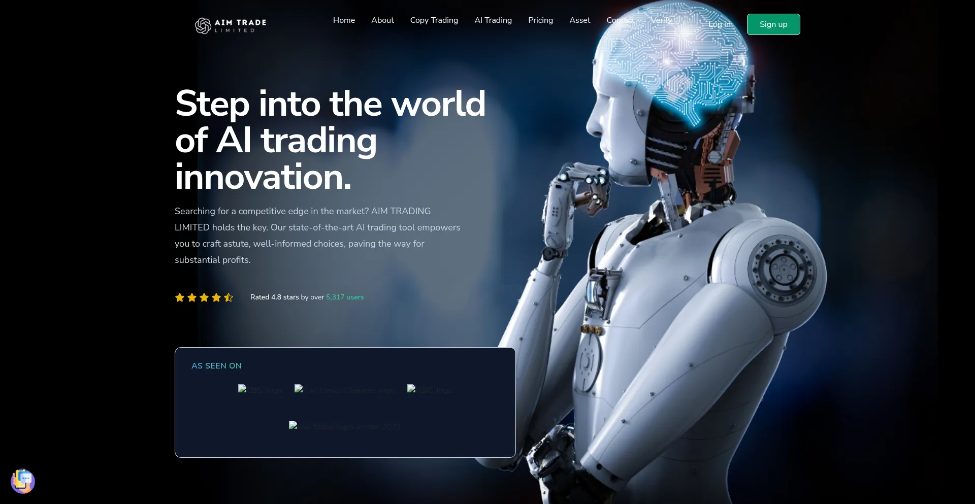 Website screenshot of Aimtrd.com