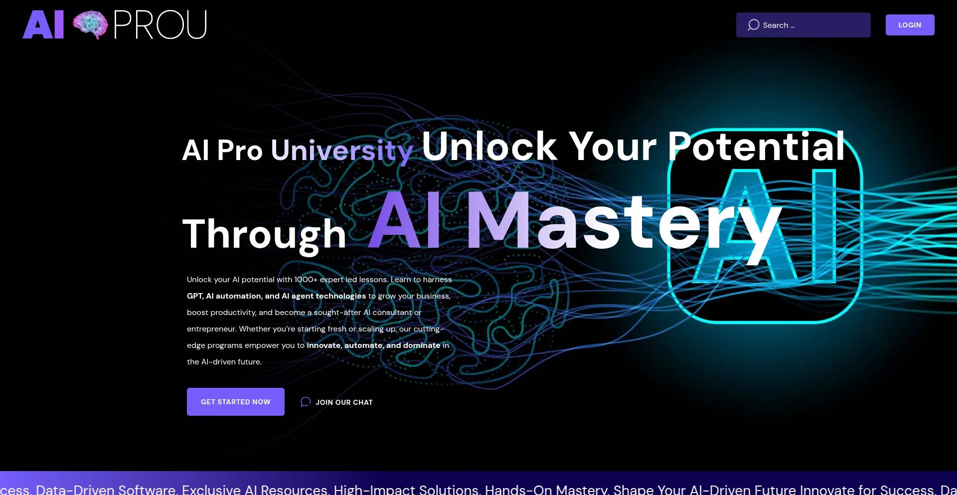 Website screenshot of Aiprofessionalsuniversity.com