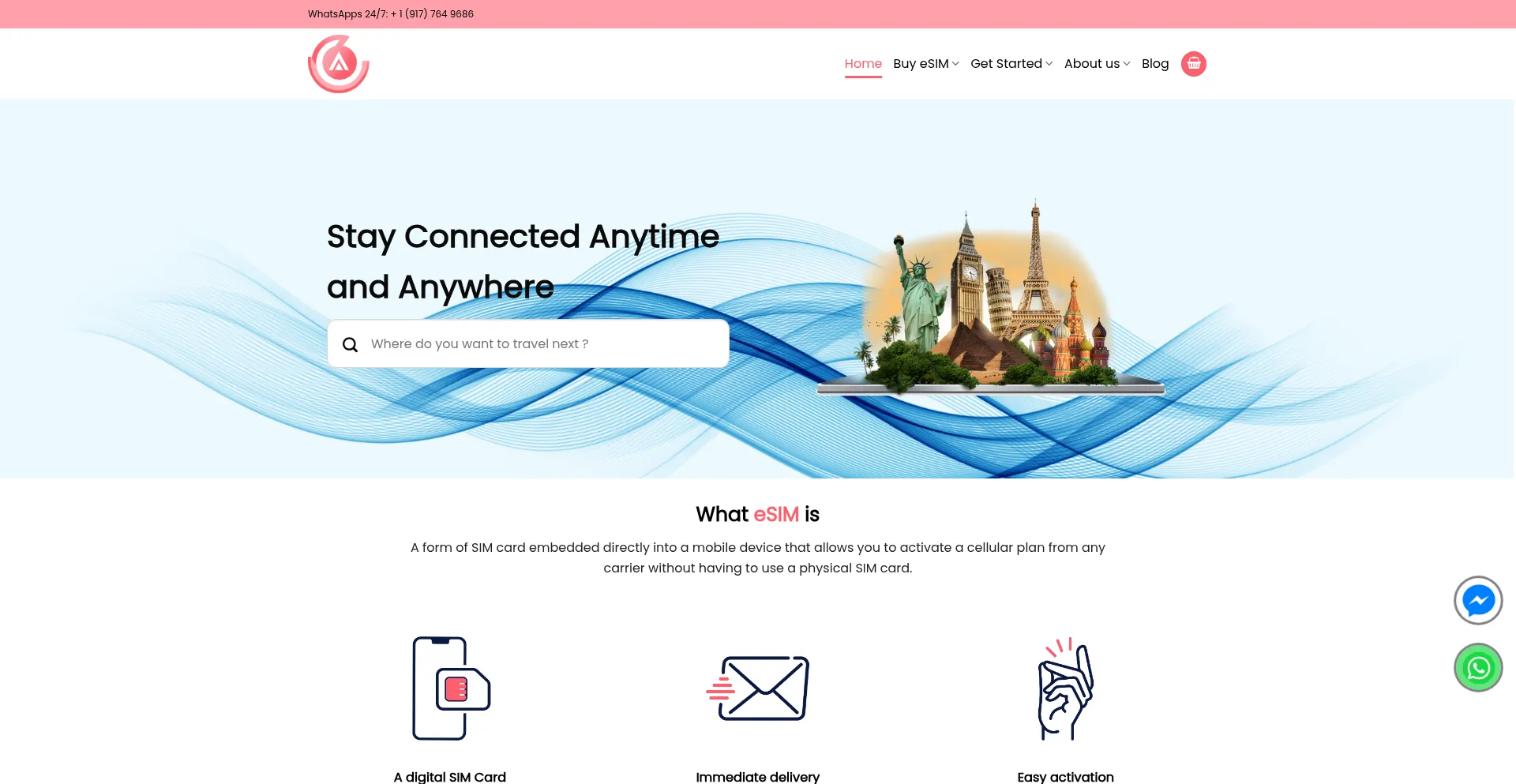 Website screenshot of Airalo-esim.com