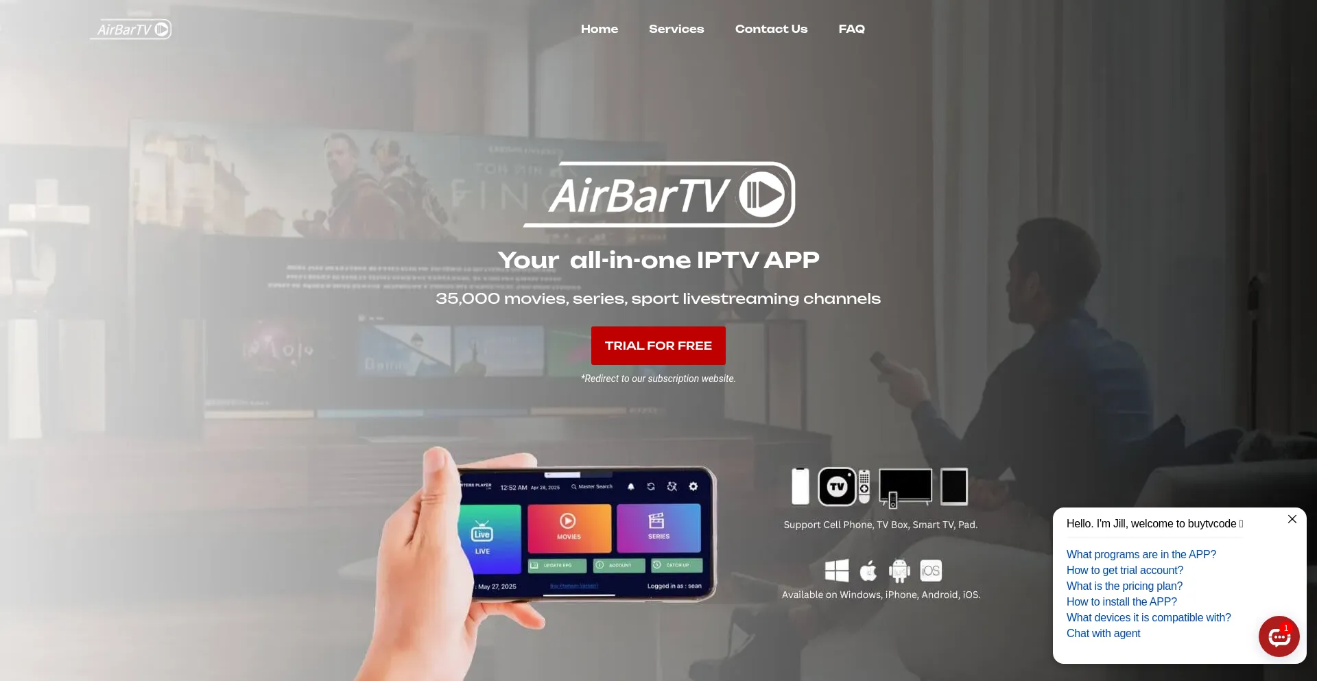 Website screenshot of Airbartv.com