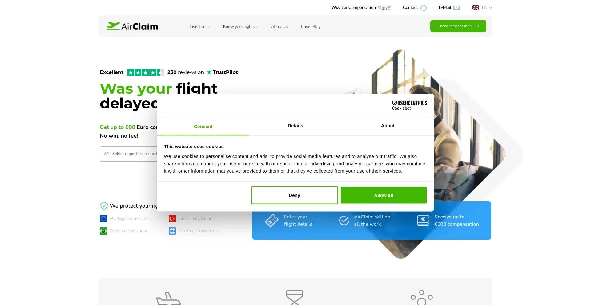 Website screenshot of Airclaim.com