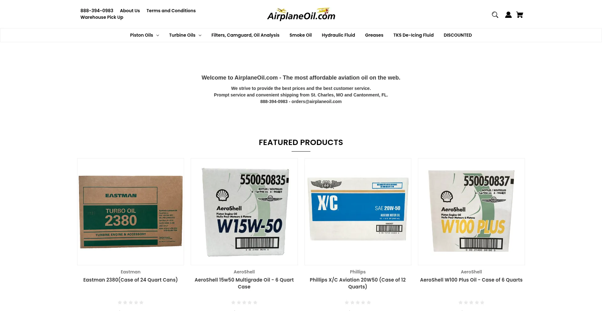 Website screenshot of Airplaneoil.com