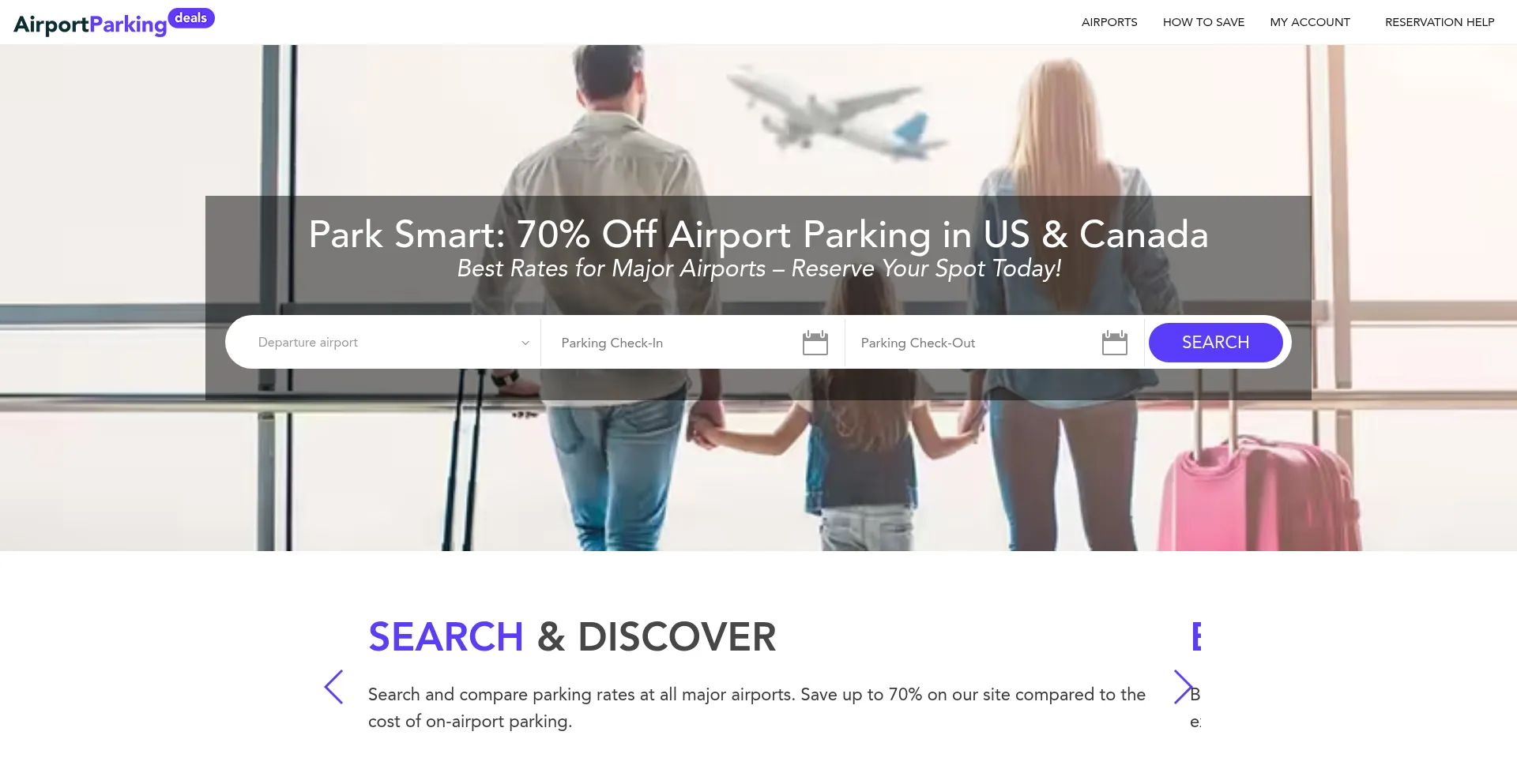 Website screenshot of Airportparking.deals