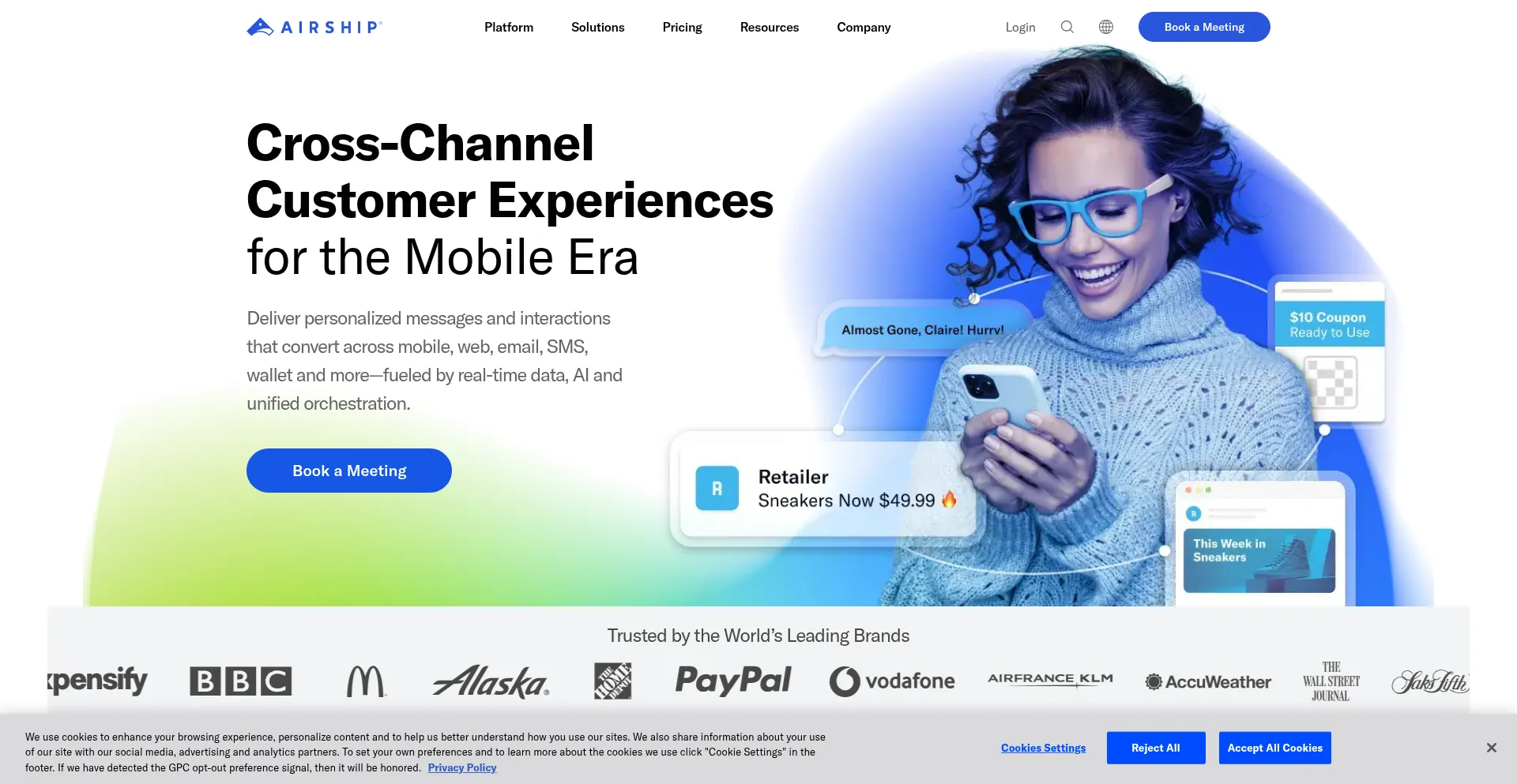 Website screenshot of Airship.com