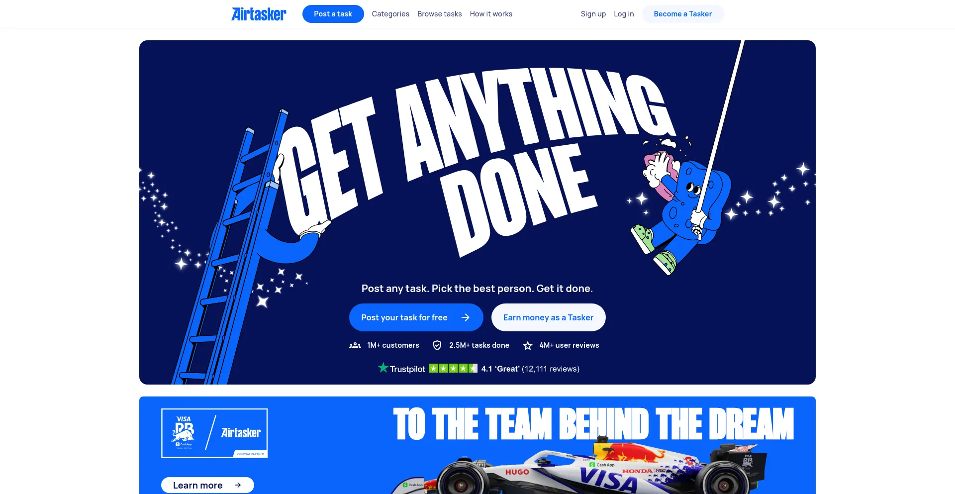 Website screenshot of Airtasker.com