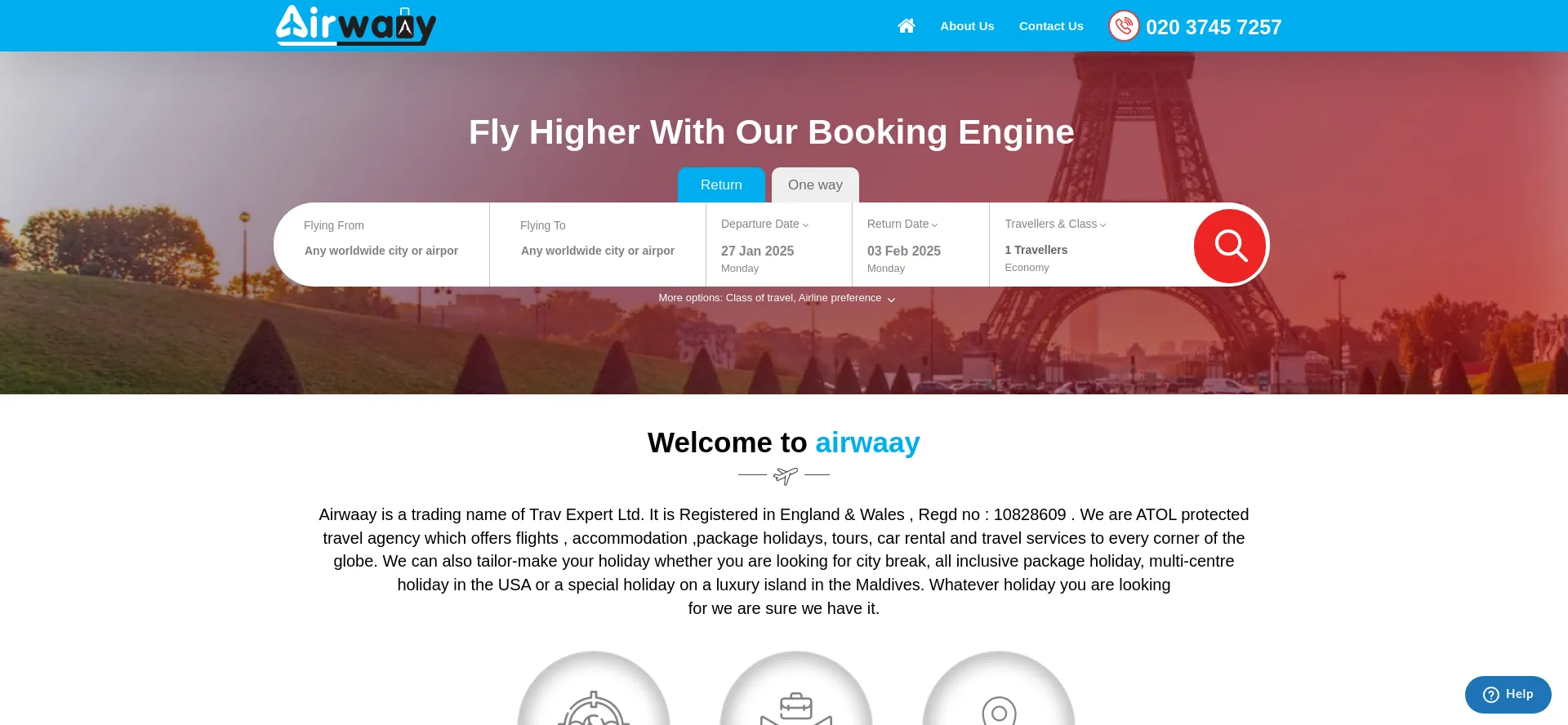 Website screenshot of Airwaay.co.uk