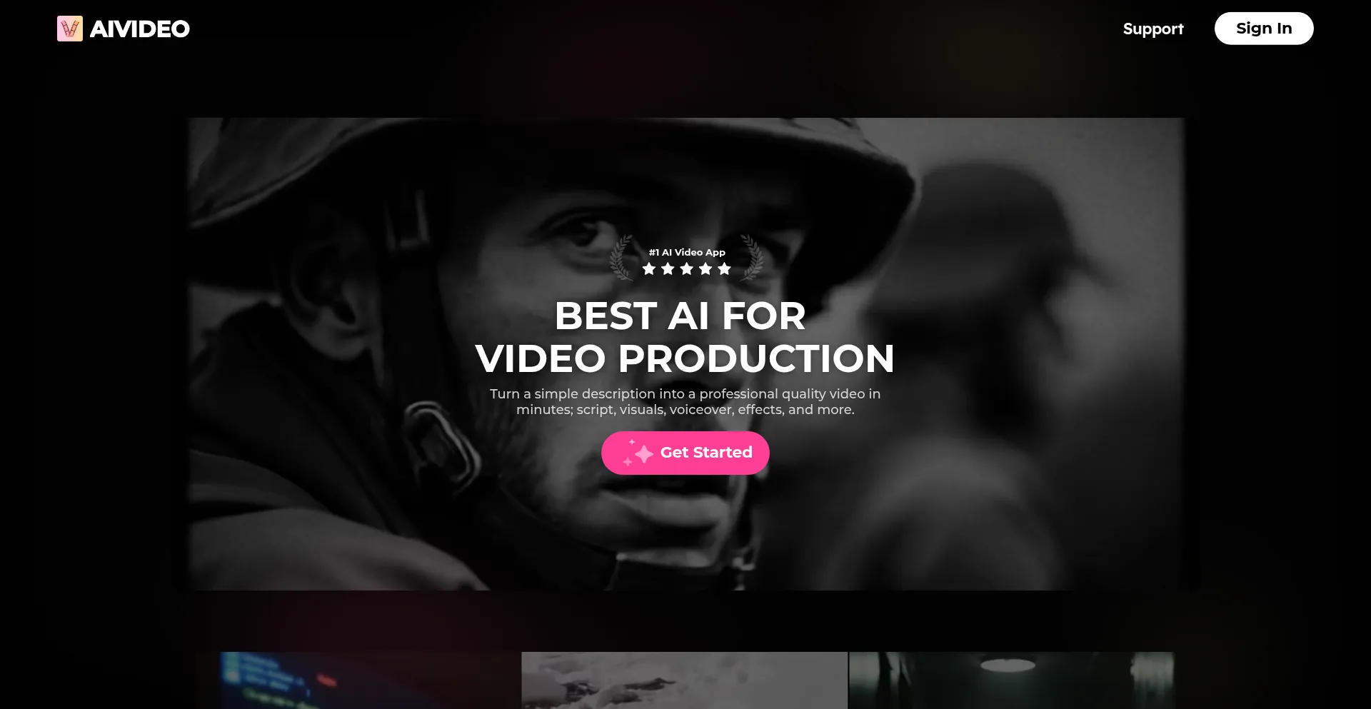 Website screenshot of Aivideo.com