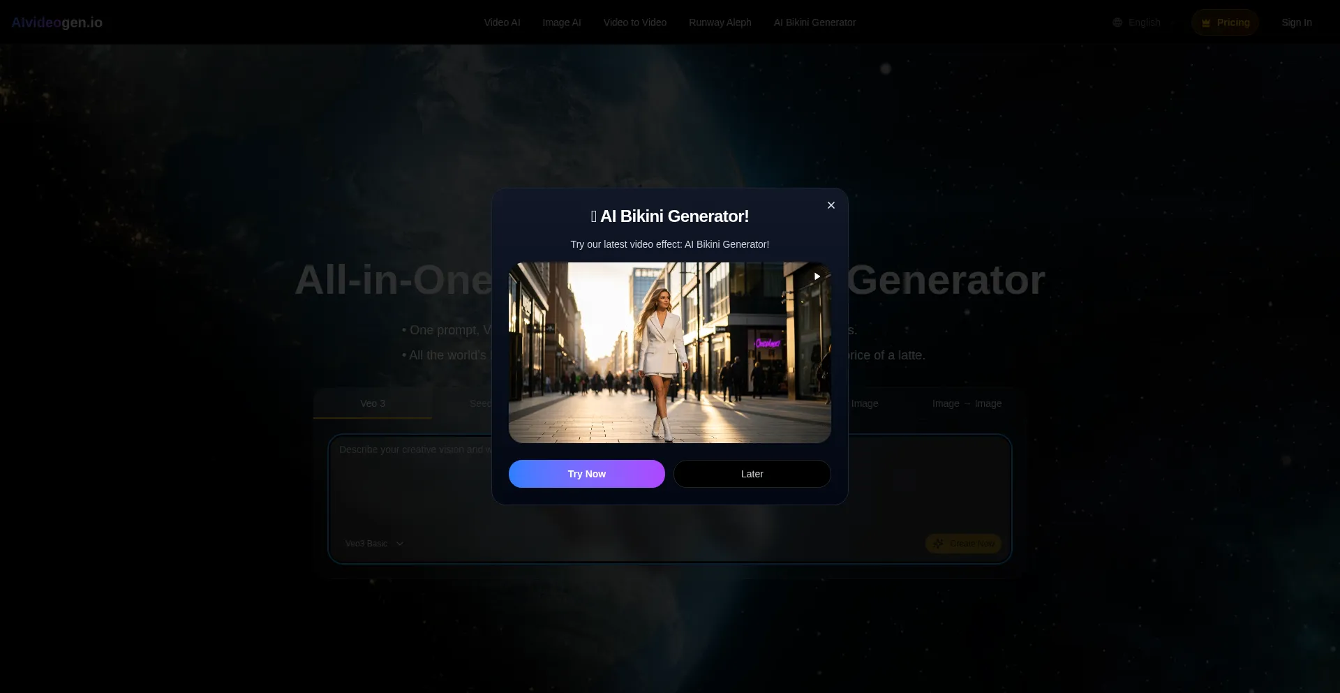 Website screenshot of Aivideogen.io