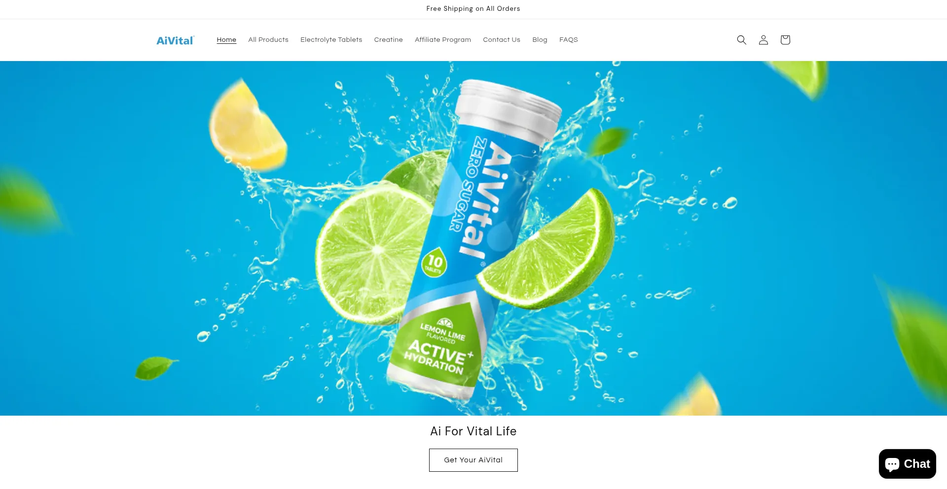 Website screenshot of Aivitallife.com