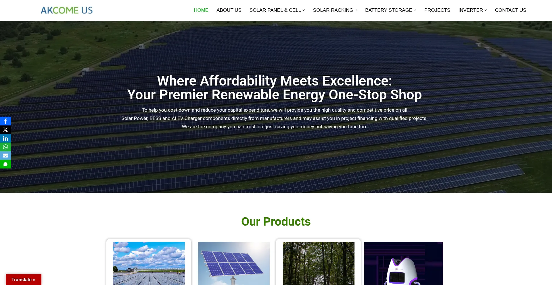 Website screenshot of Akcomeus.com