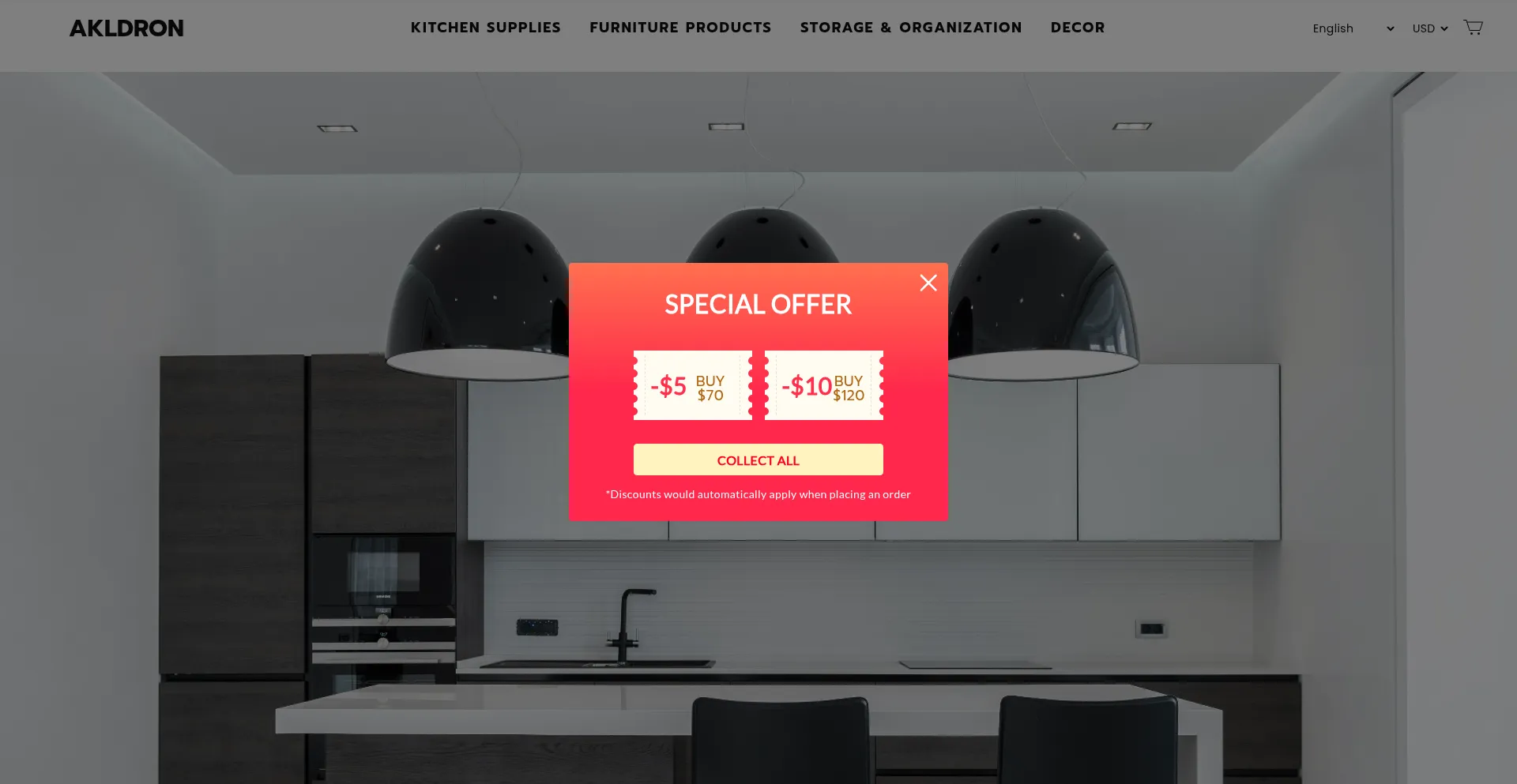Website screenshot of Akldron.com