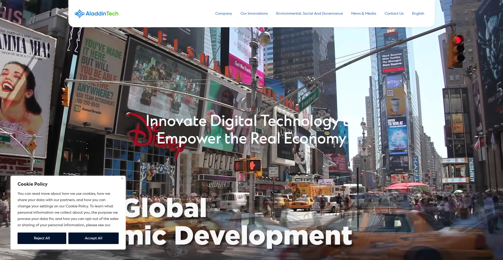 Website screenshot of Aladdintech.co