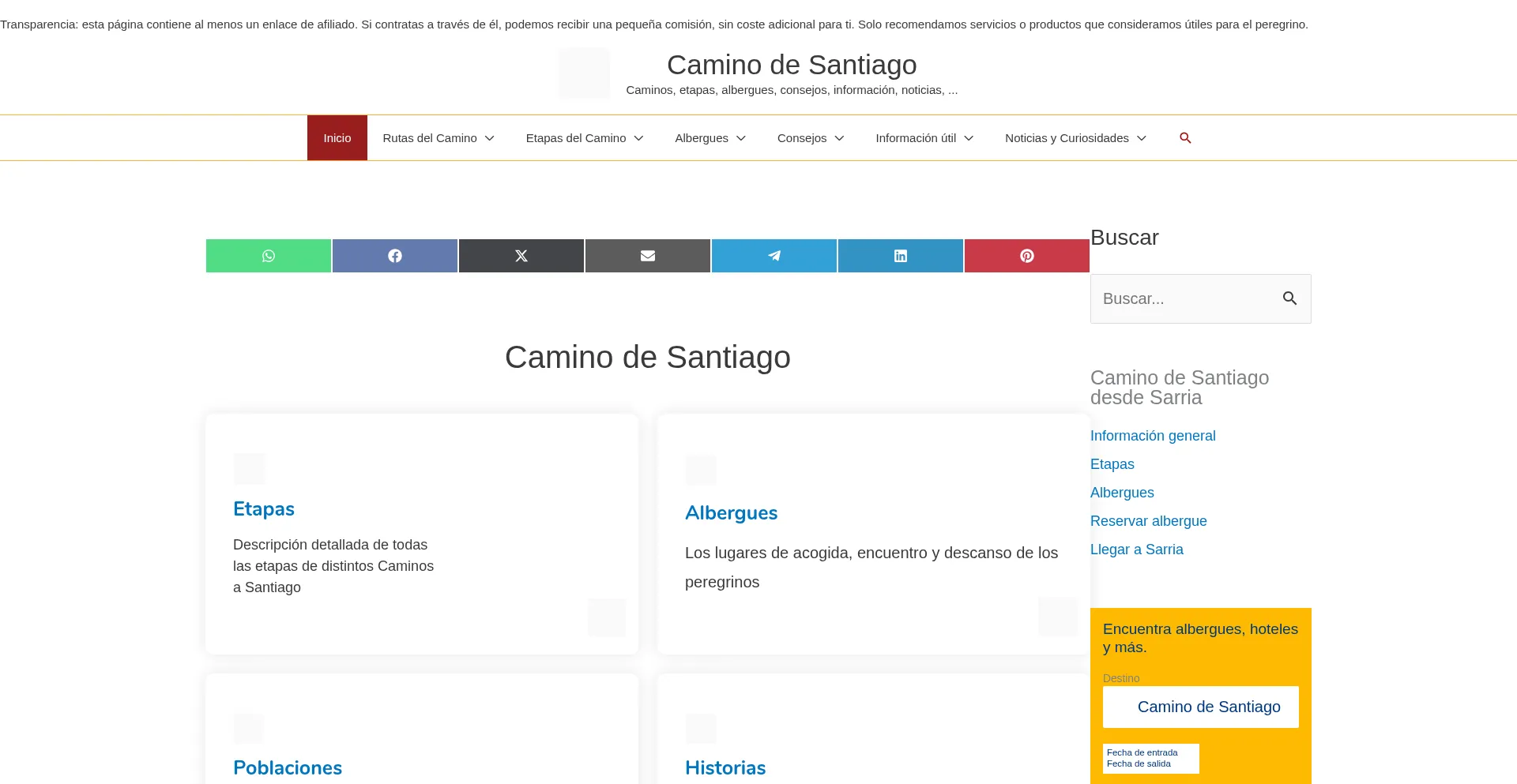Alberguescaminosantiago.com Screenshot