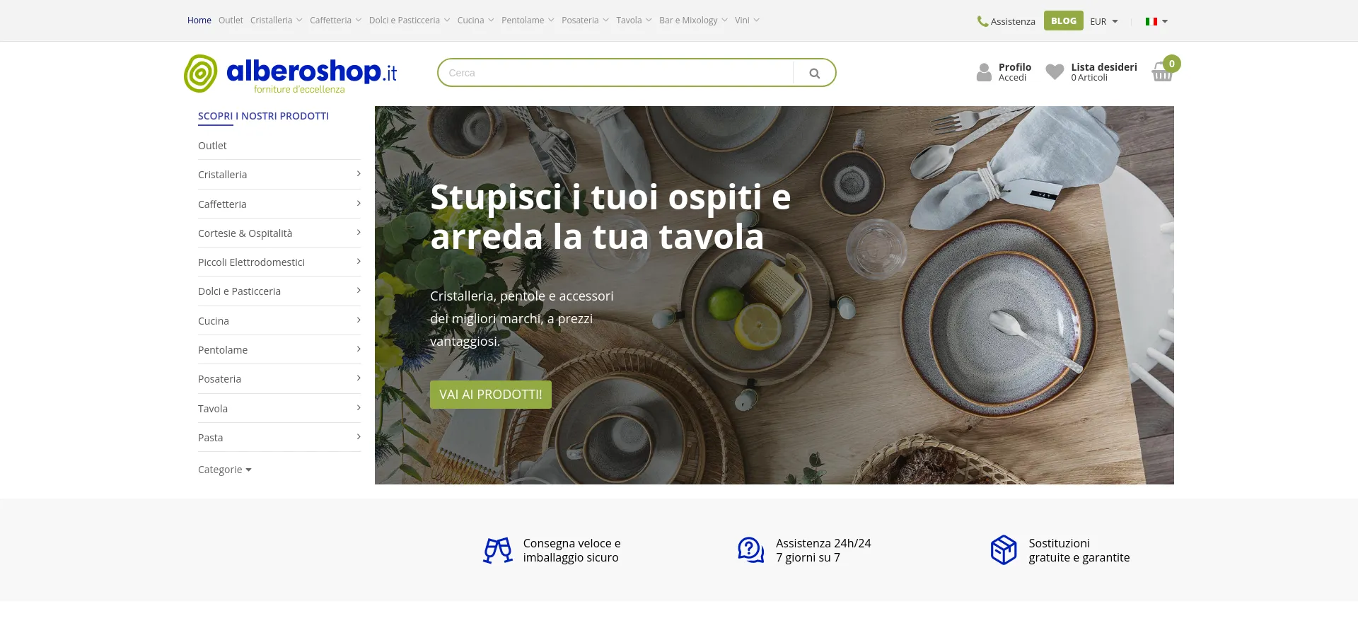 Website screenshot of Alberoshop.it