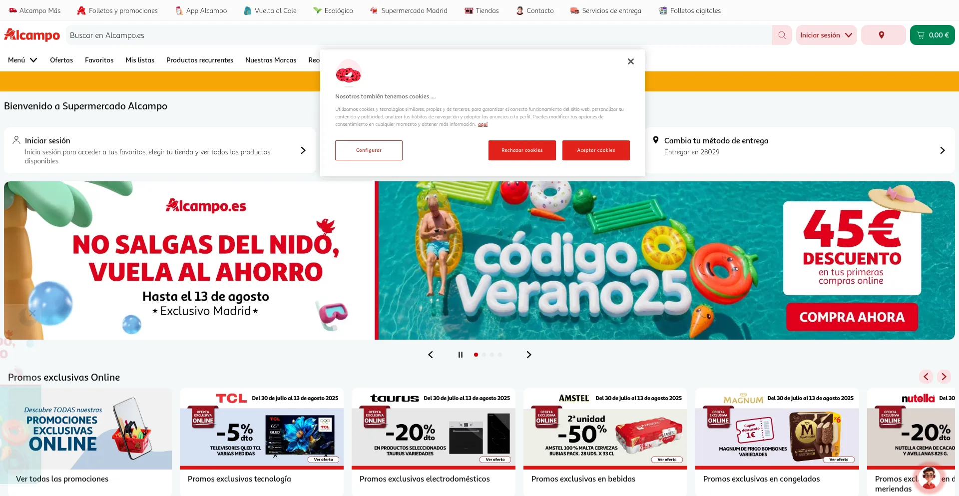 Website screenshot of Alcampo.es