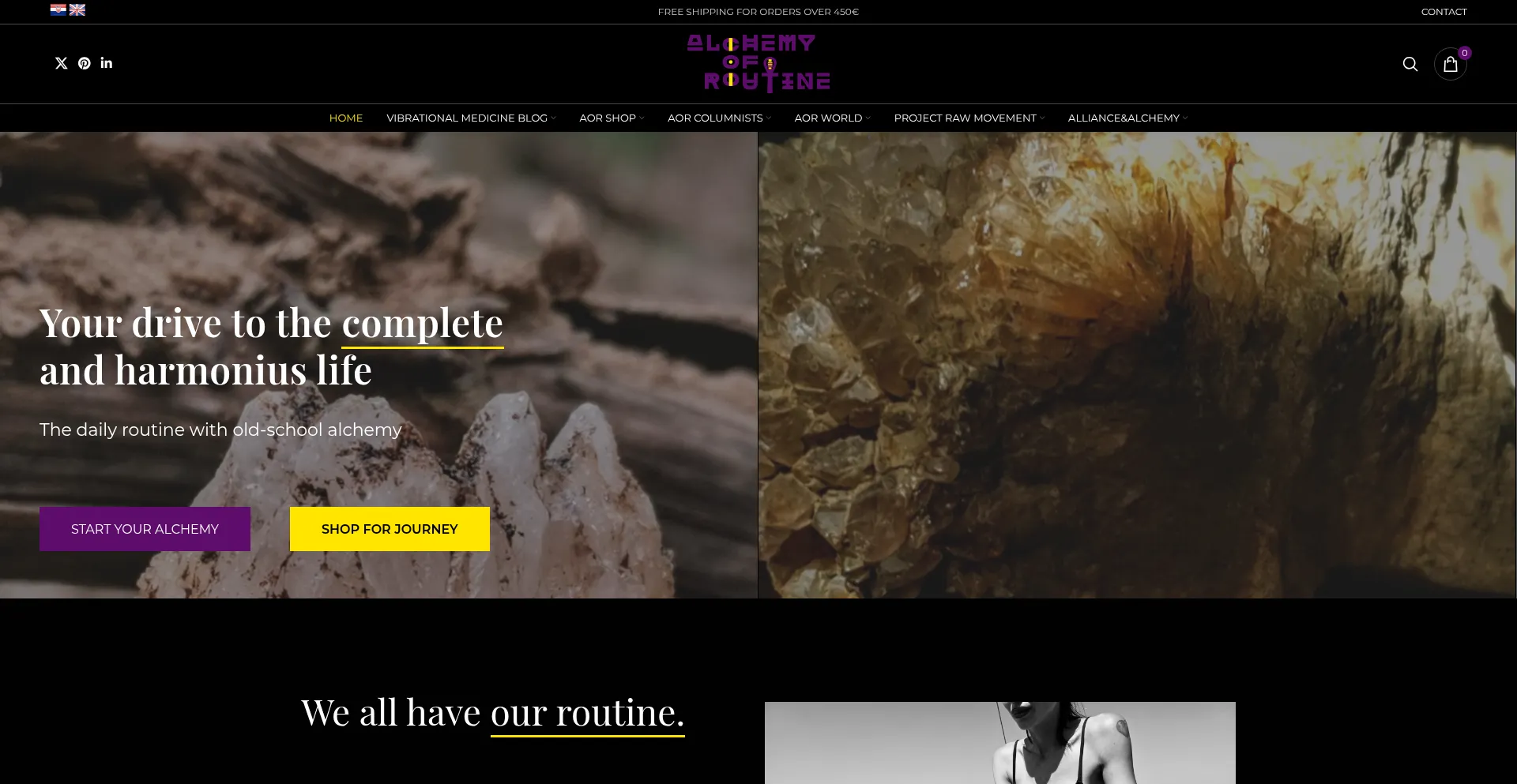 Website screenshot of Alchemyofroutine.com