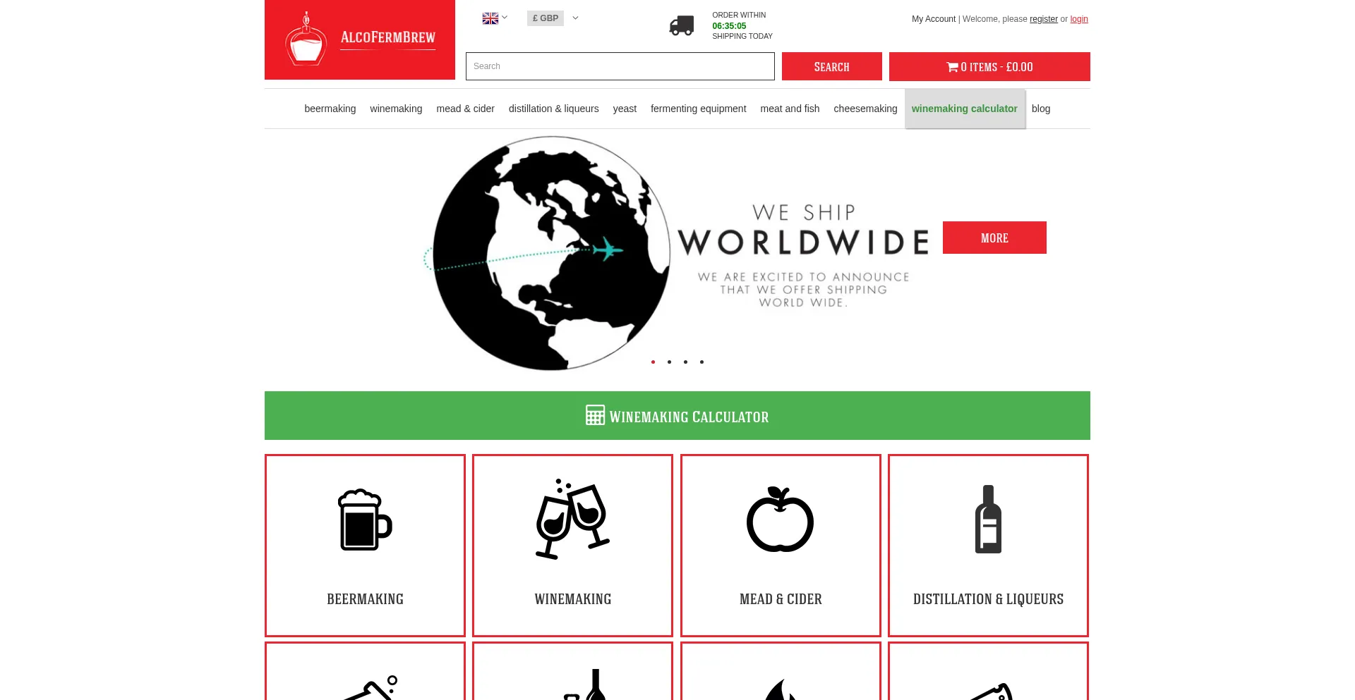 Website screenshot of Alcofermbrew.com