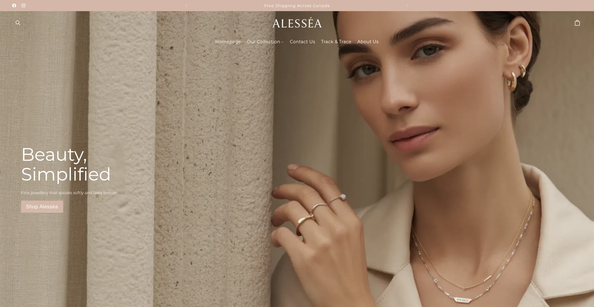 Website screenshot of Alesseajewellery.com