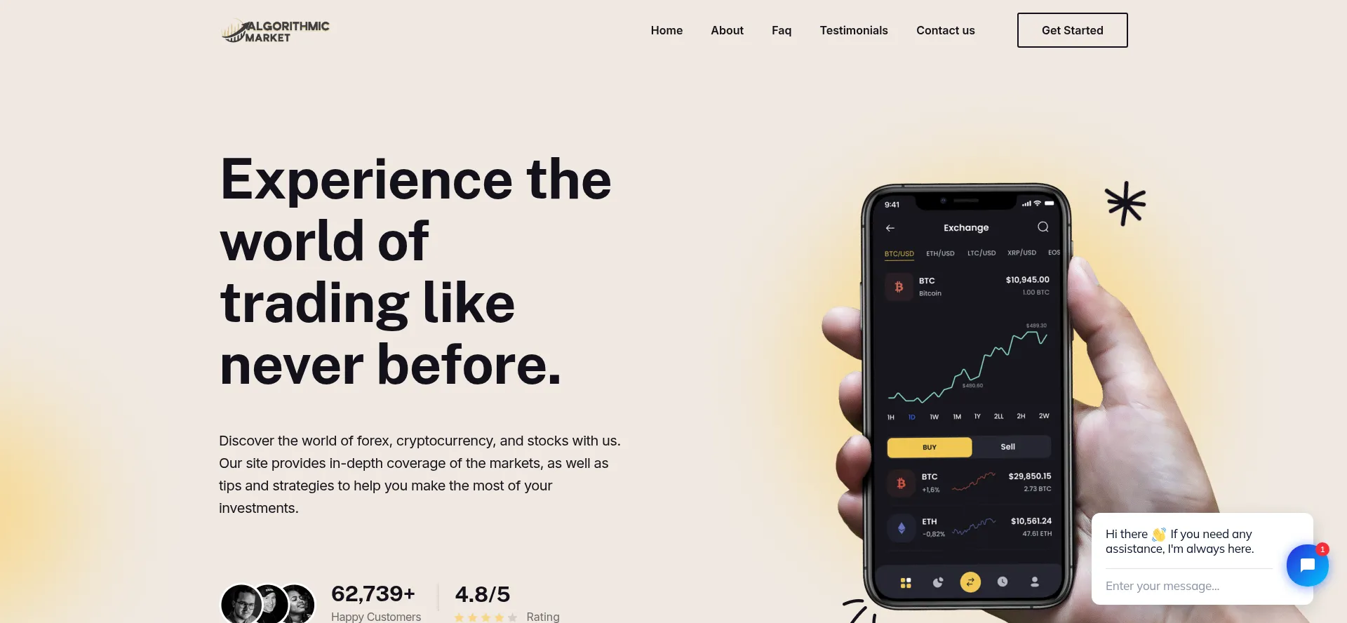Website screenshot of Algorithmicmarket.com