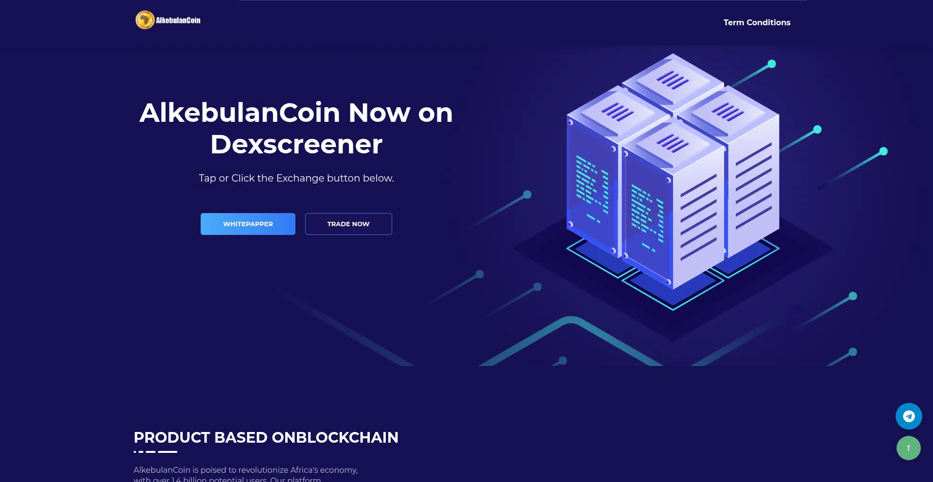 Website screenshot of Alkebulancoin.io