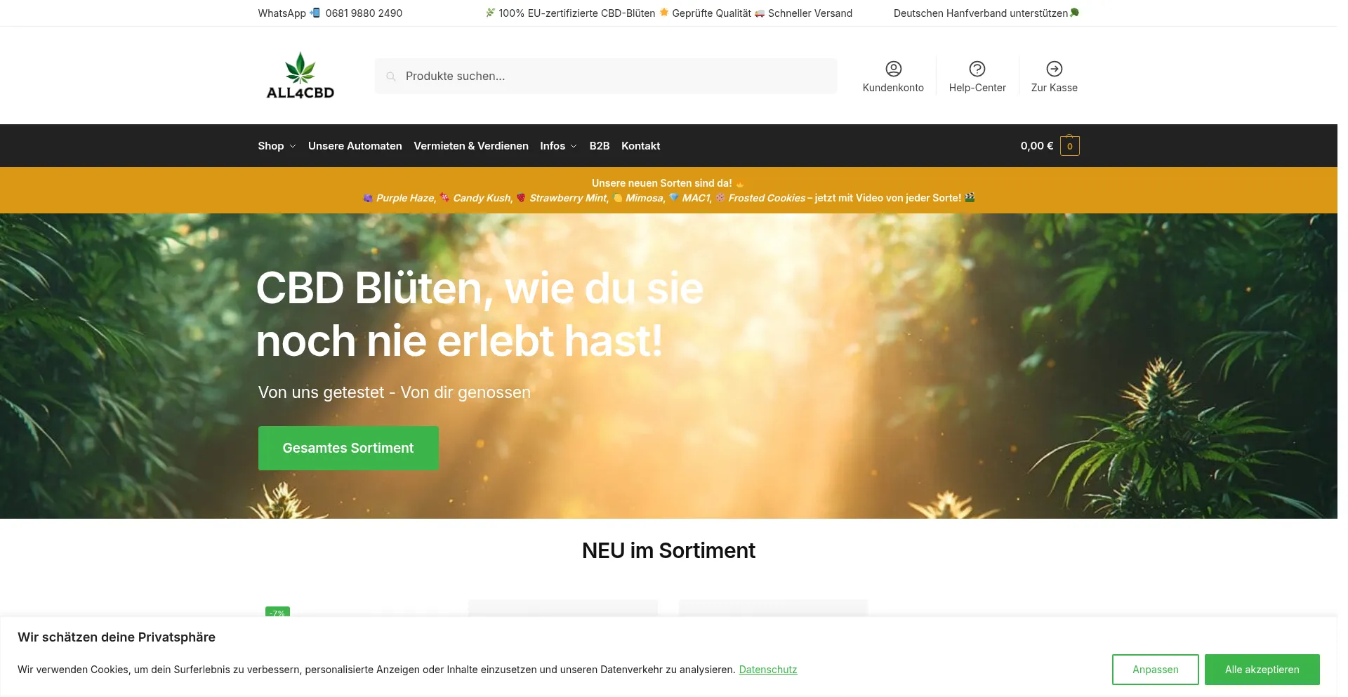 Website screenshot of All4cbd.de
