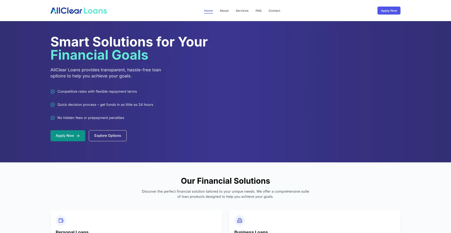 Website screenshot of Allclearloans.com