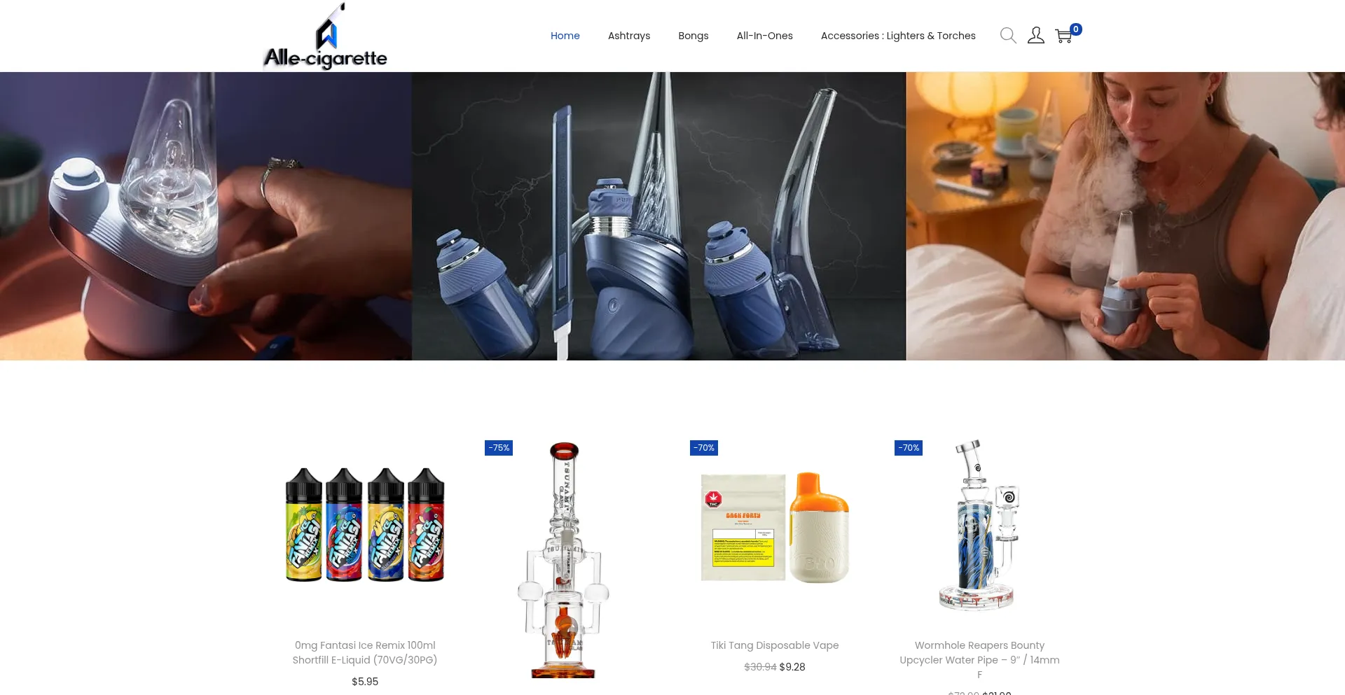 Website screenshot of Allecigarette.com