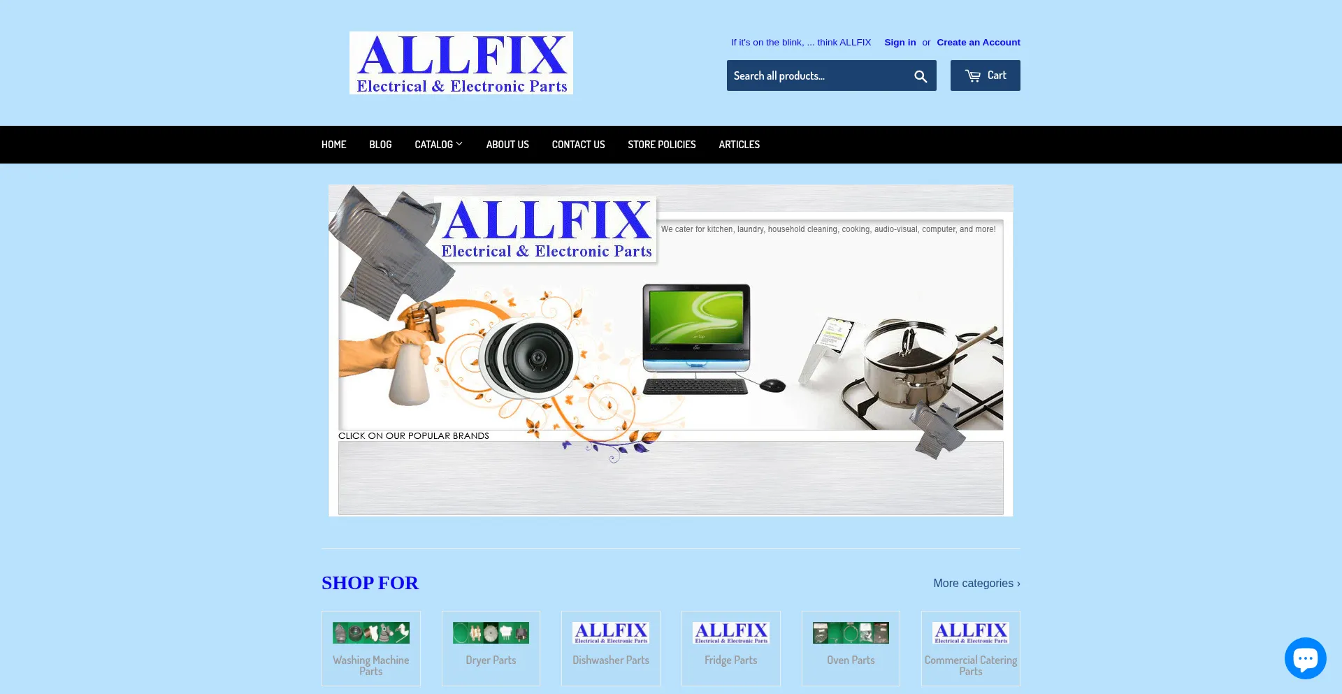Website screenshot of Allfixelectrical.com.au