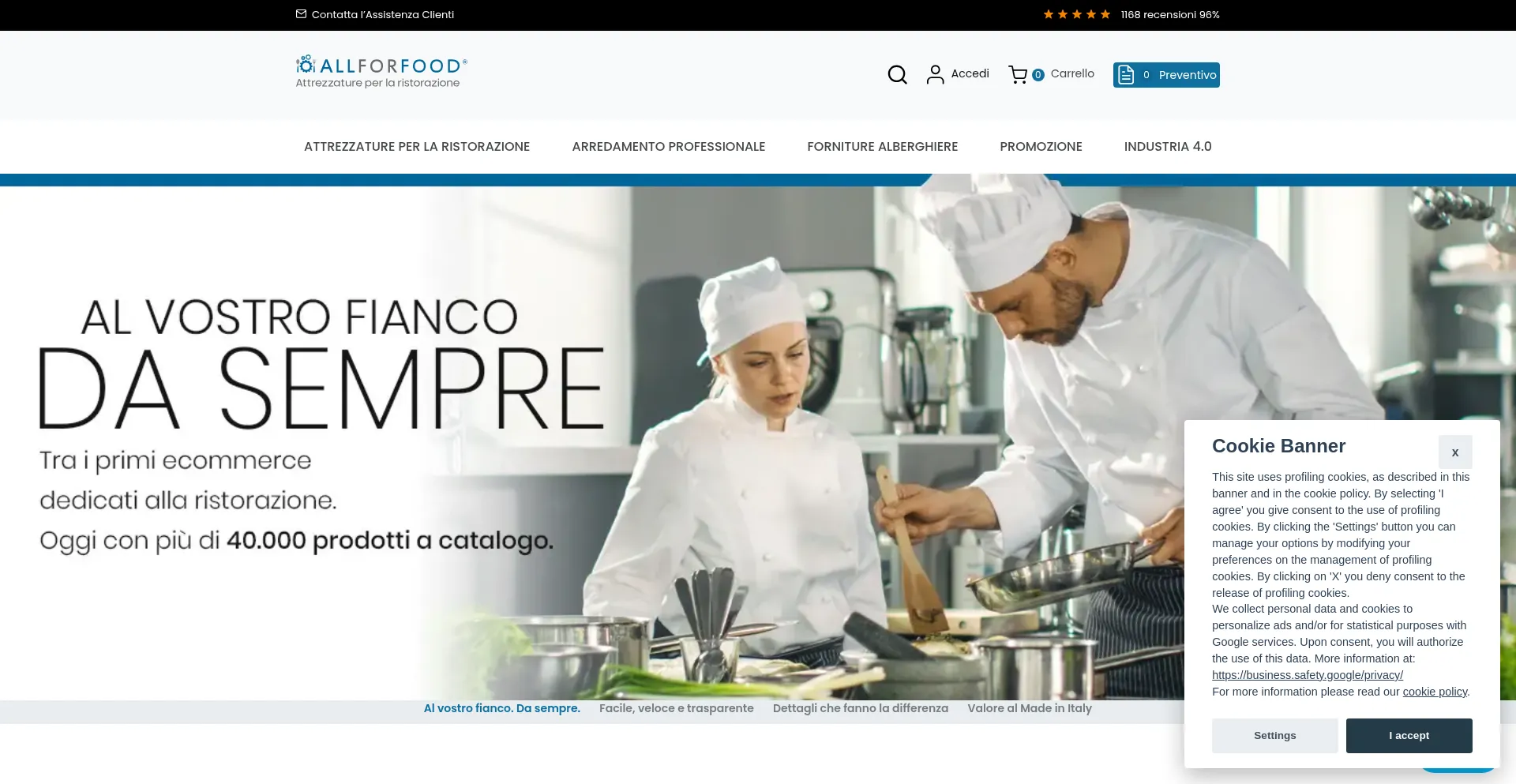 Website screenshot of Allforfood.it