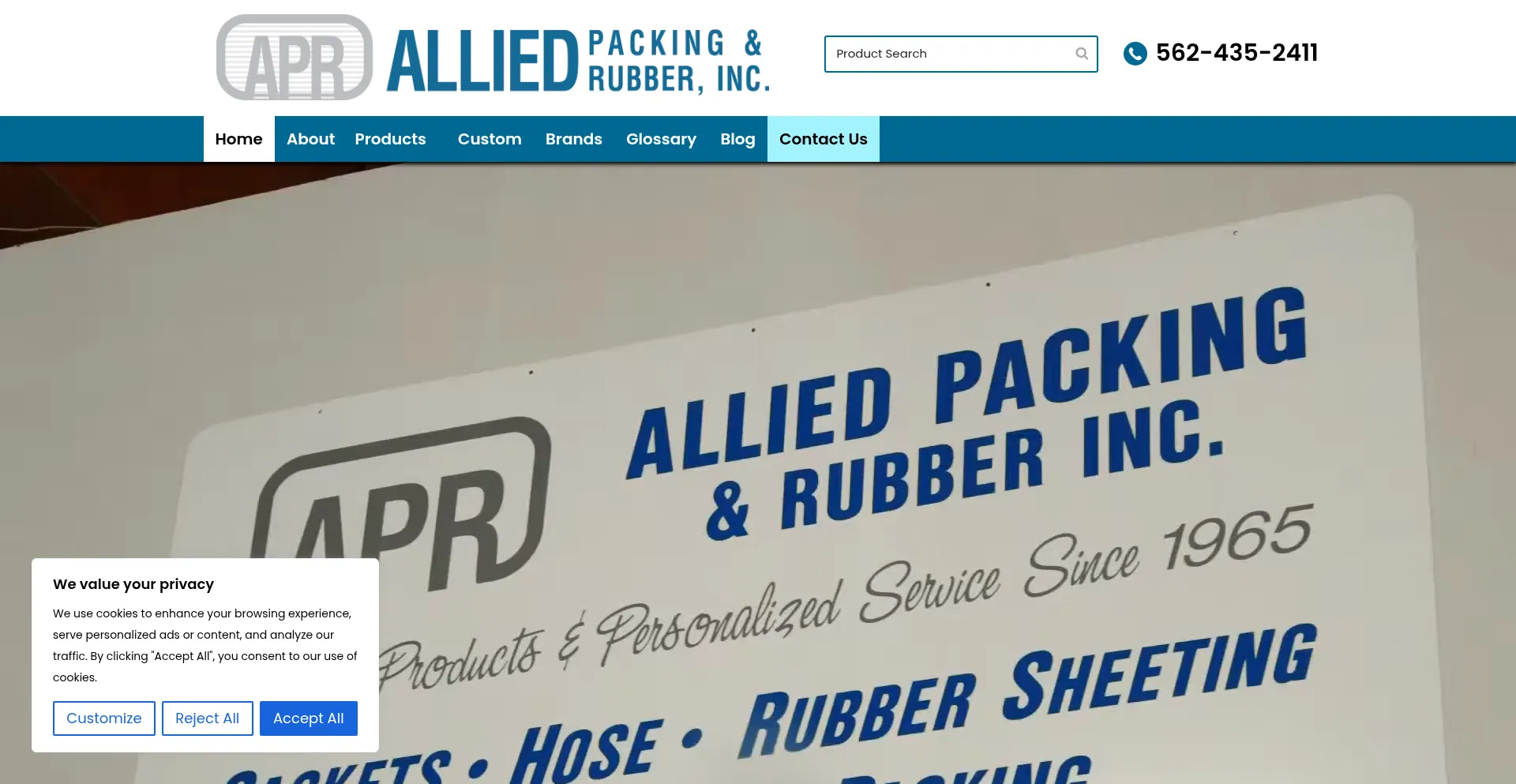 Website screenshot of Alliedpackingandrubber.com
