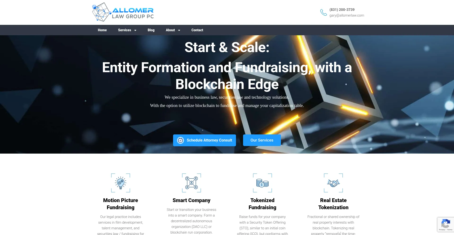 Website screenshot of Allomerlaw.com