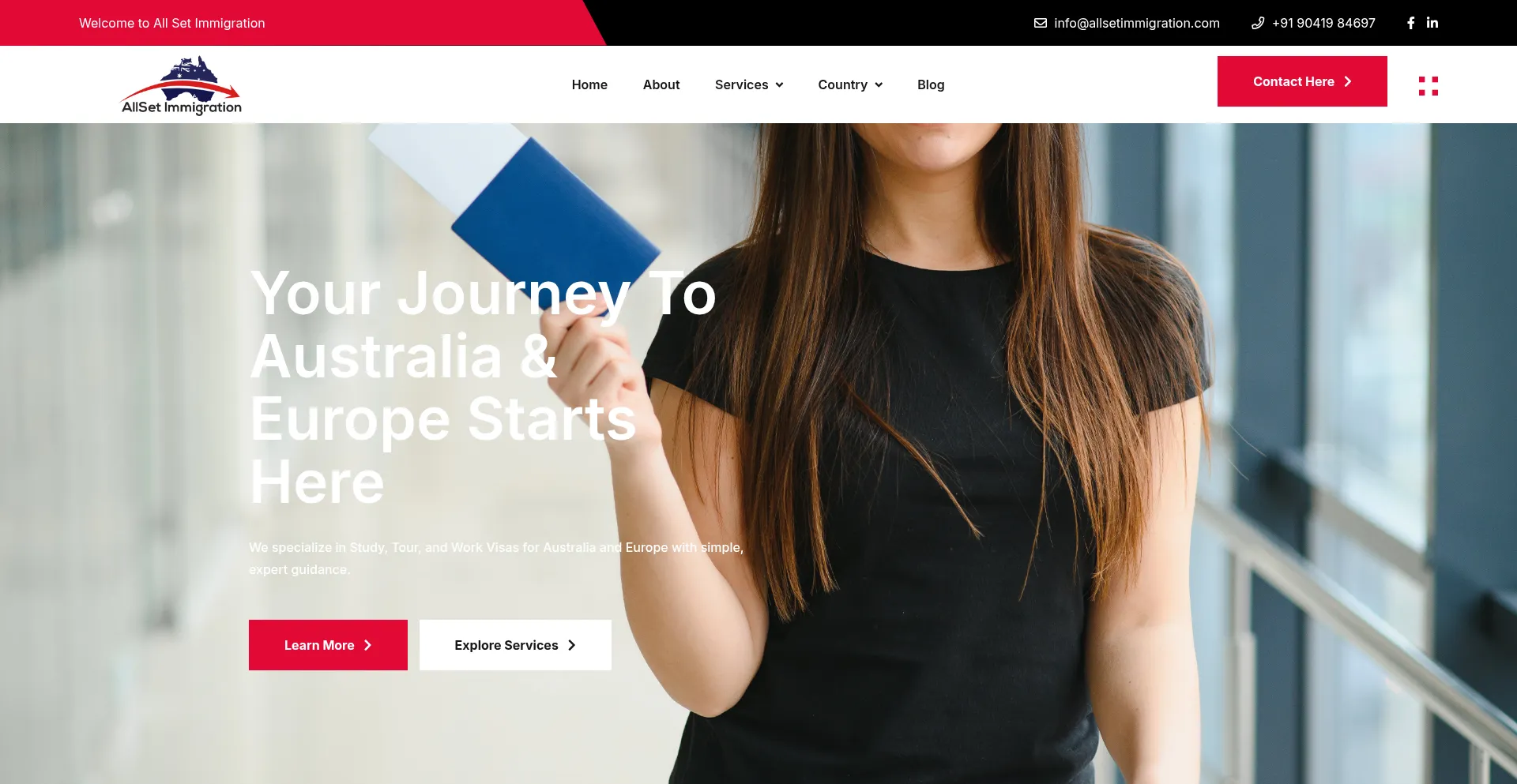 Website screenshot of Allsetimmigration.com