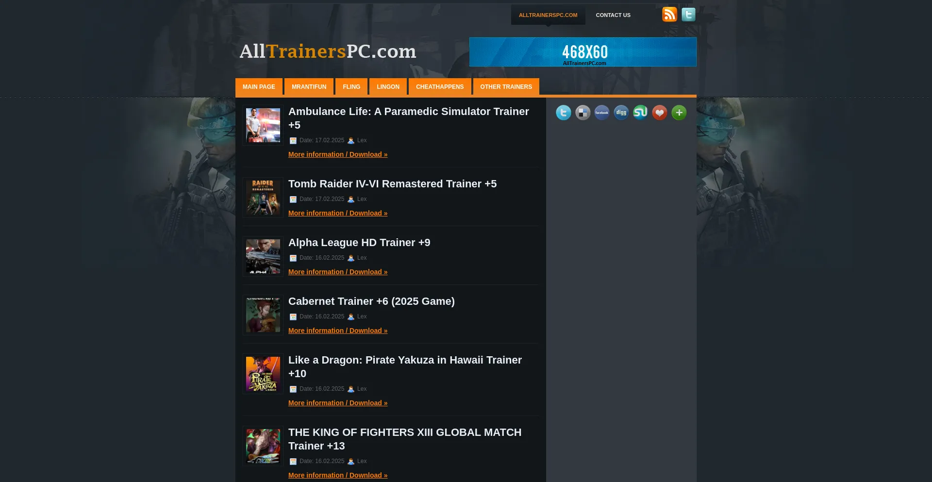 Website screenshot of Alltrainerspc.com
