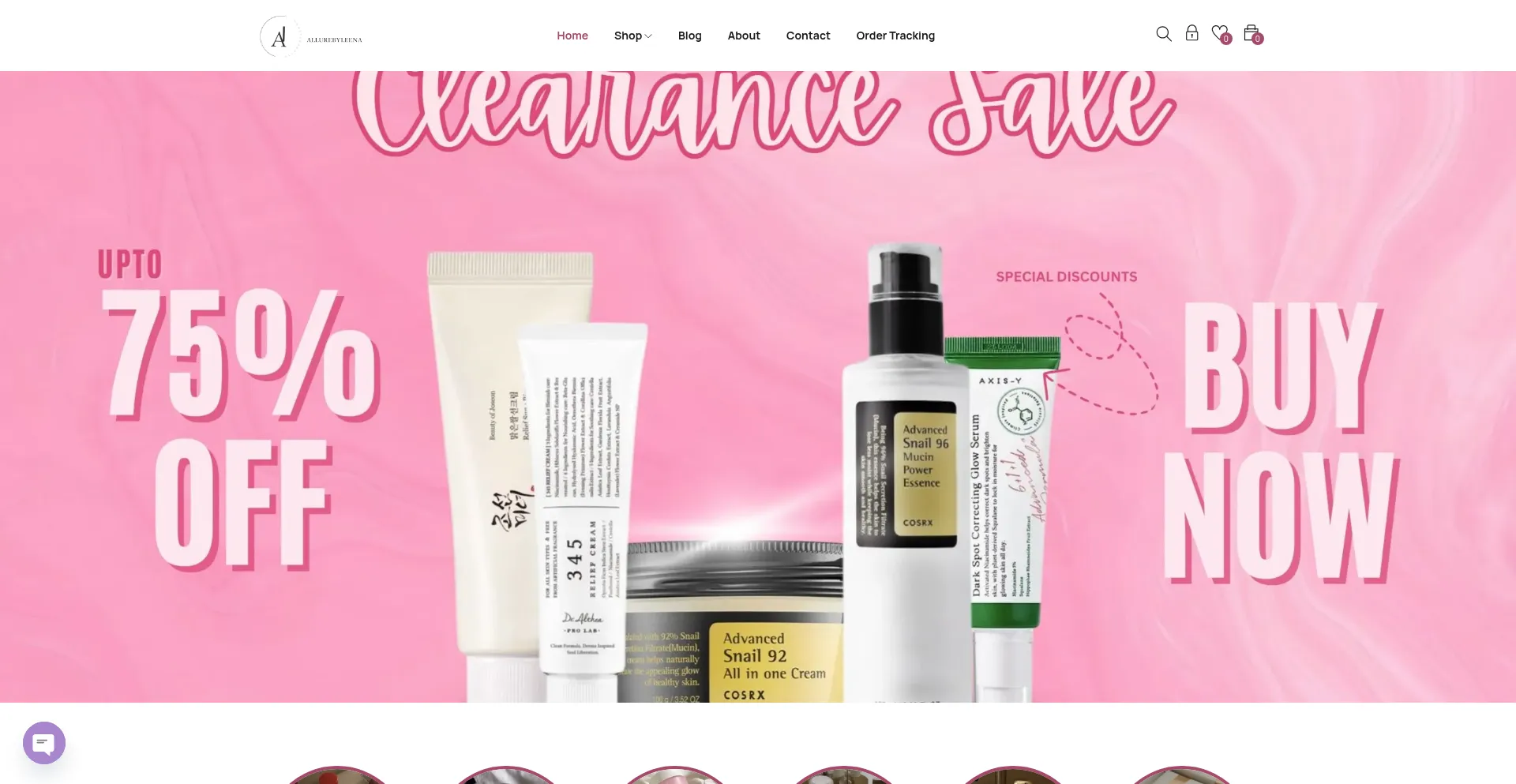 Website screenshot of Allurebyleena.com