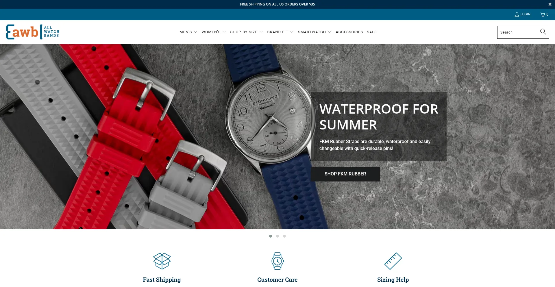 Website screenshot of Allwatchbands.com
