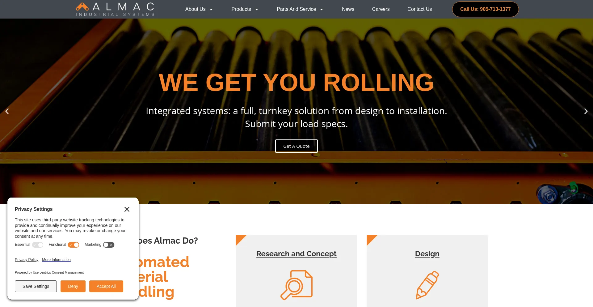 Website screenshot of Almac.com