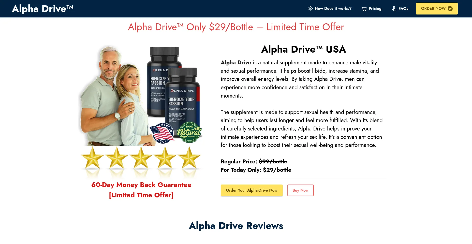 Website screenshot of Alpha--drive.us