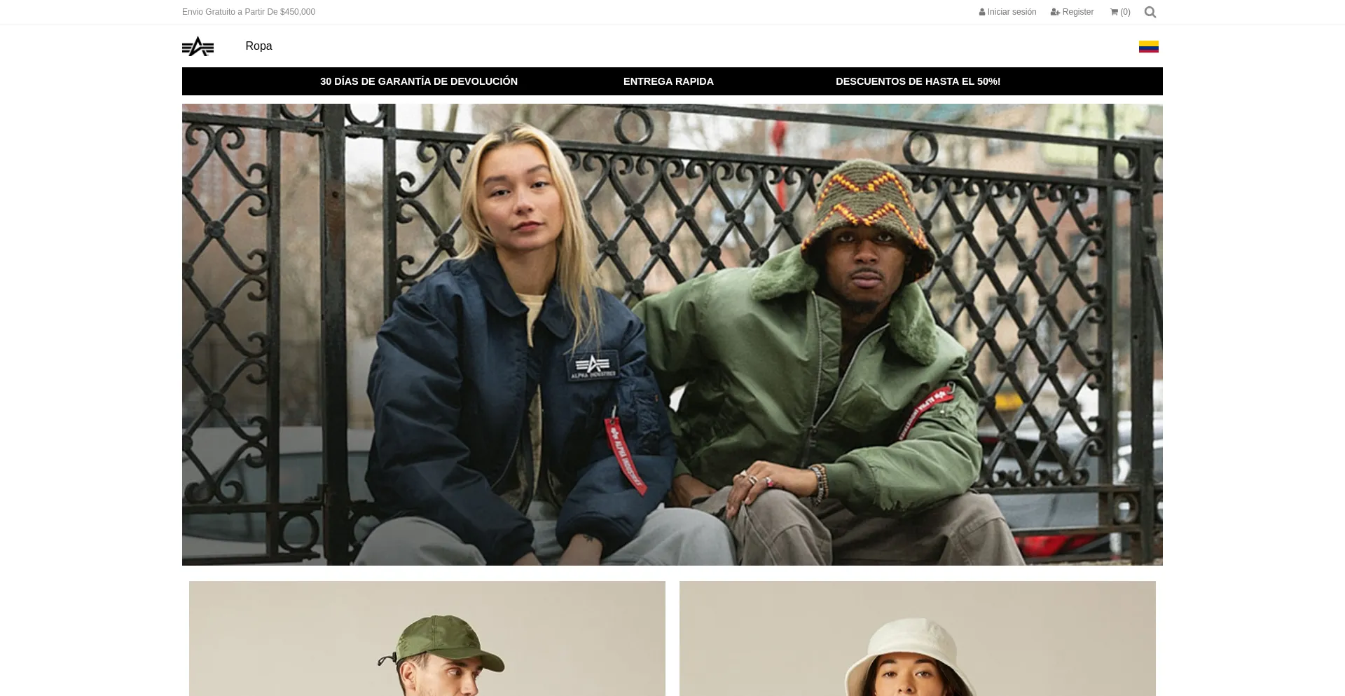 Website screenshot of Alphaindustriescolombia.com.co