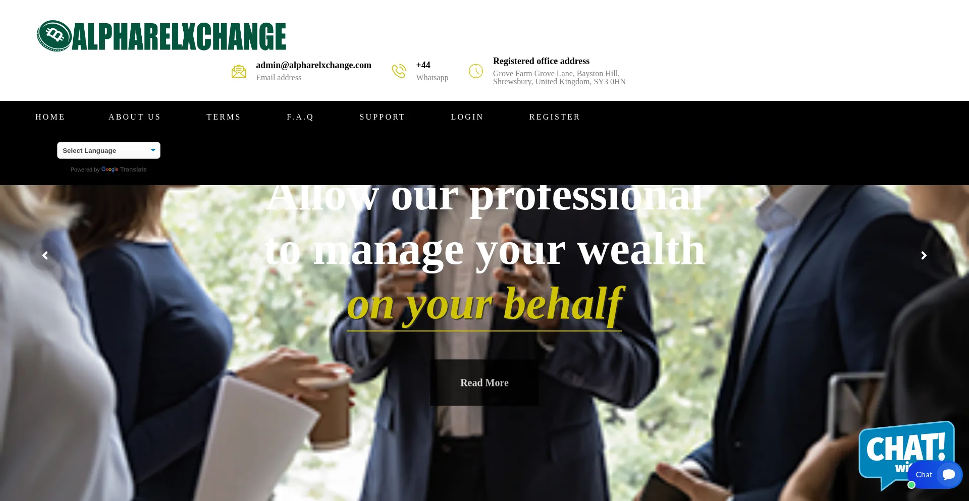 Website screenshot of Alpharelxchange.com