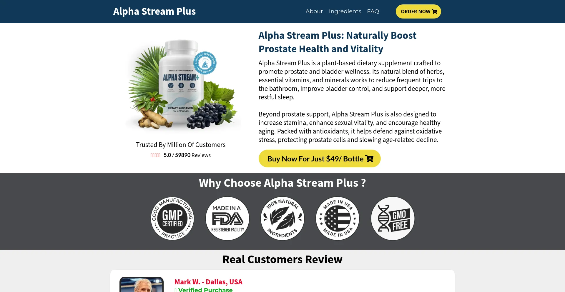 Website screenshot of Alphastreamplus-usa.us