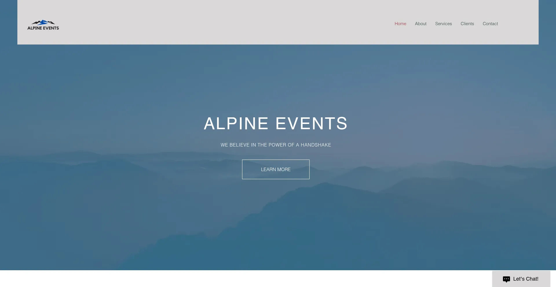 Website screenshot of Alpineeventsclt.com