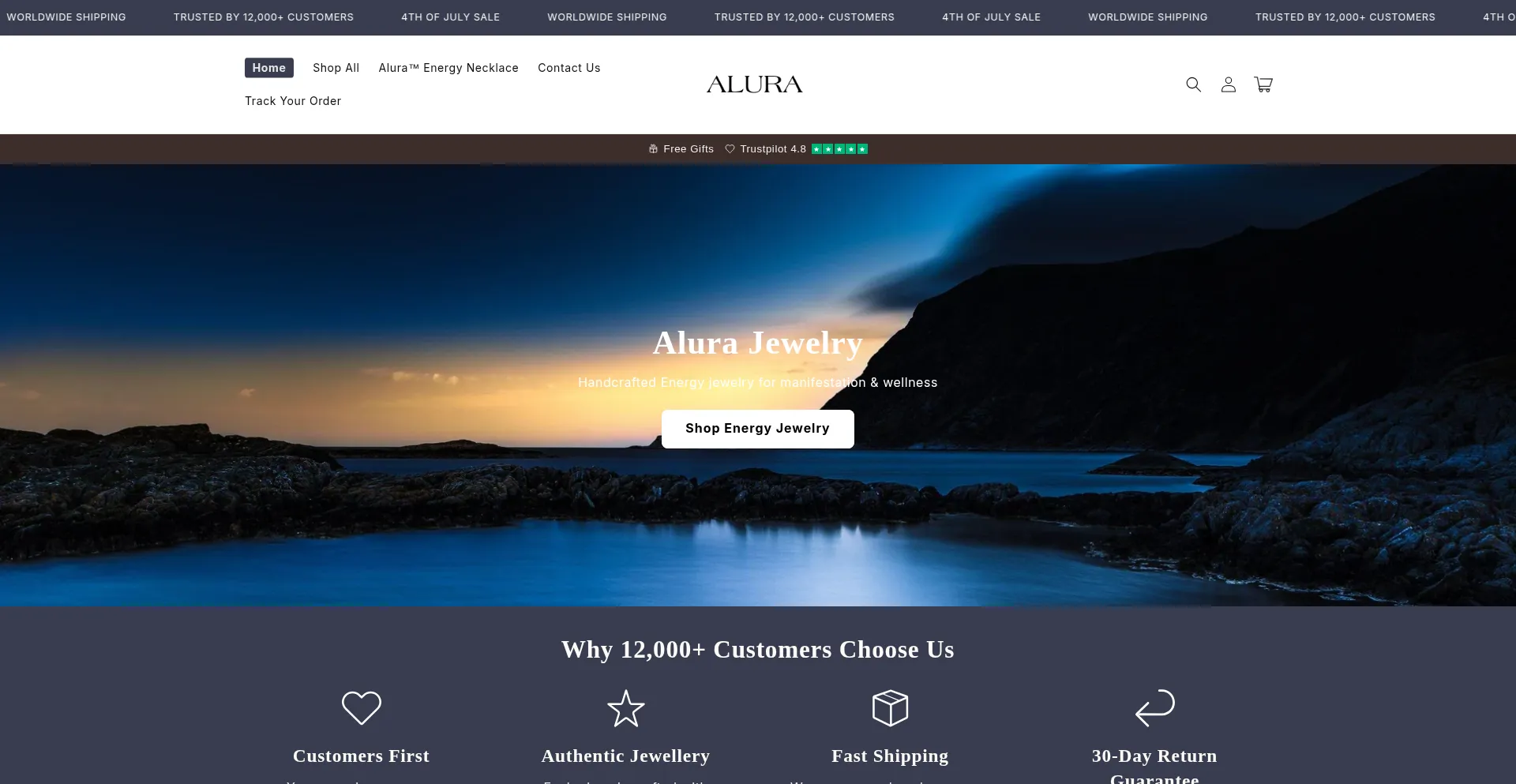 Website screenshot of Aluracharm.com