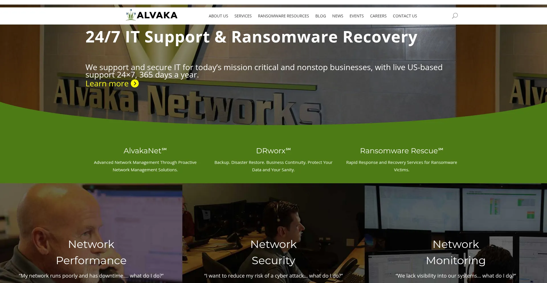 Website screenshot of Alvaka.net