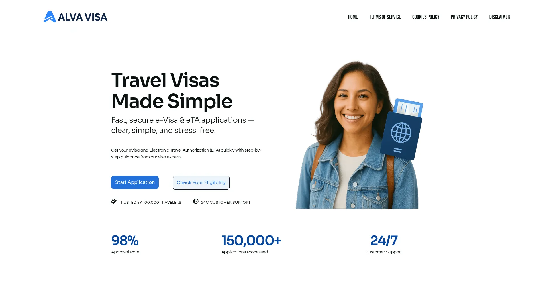 Website screenshot of Alvavisa.com