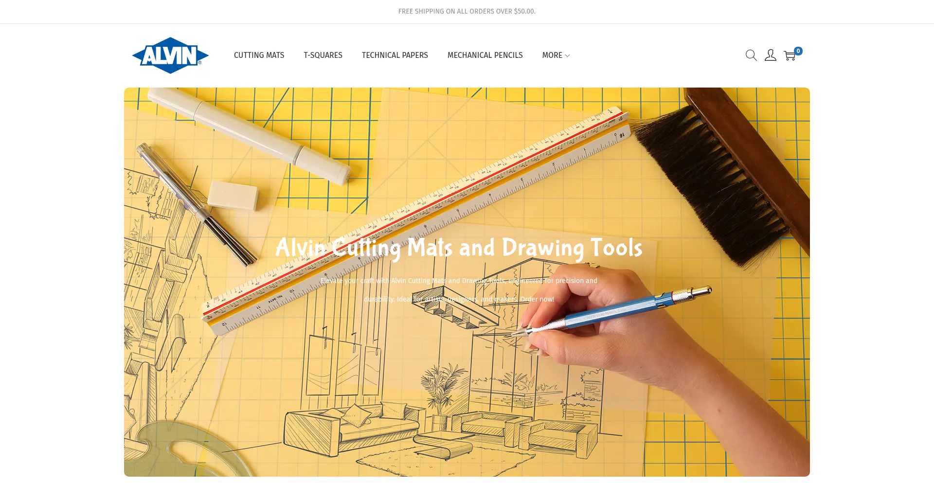 Website screenshot of Alvinschoolsupplies.com