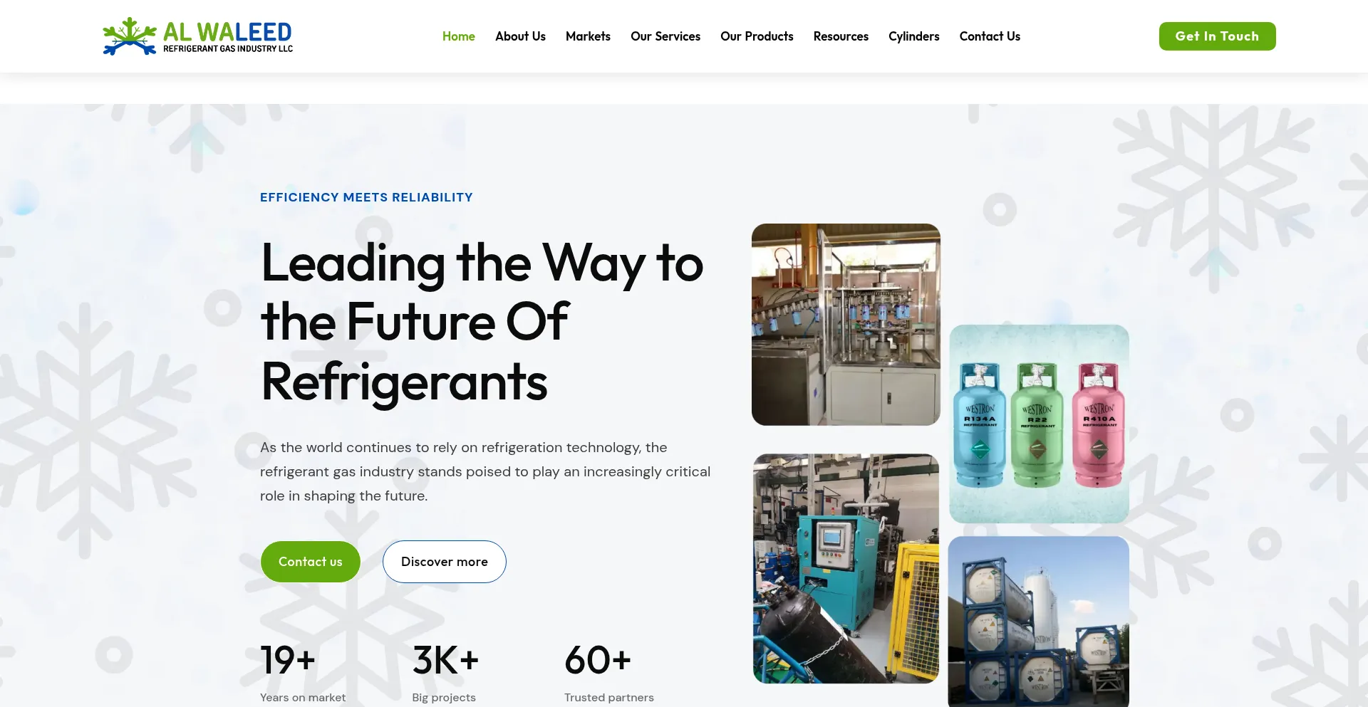 Website screenshot of Alwaleedrefrigerant.com