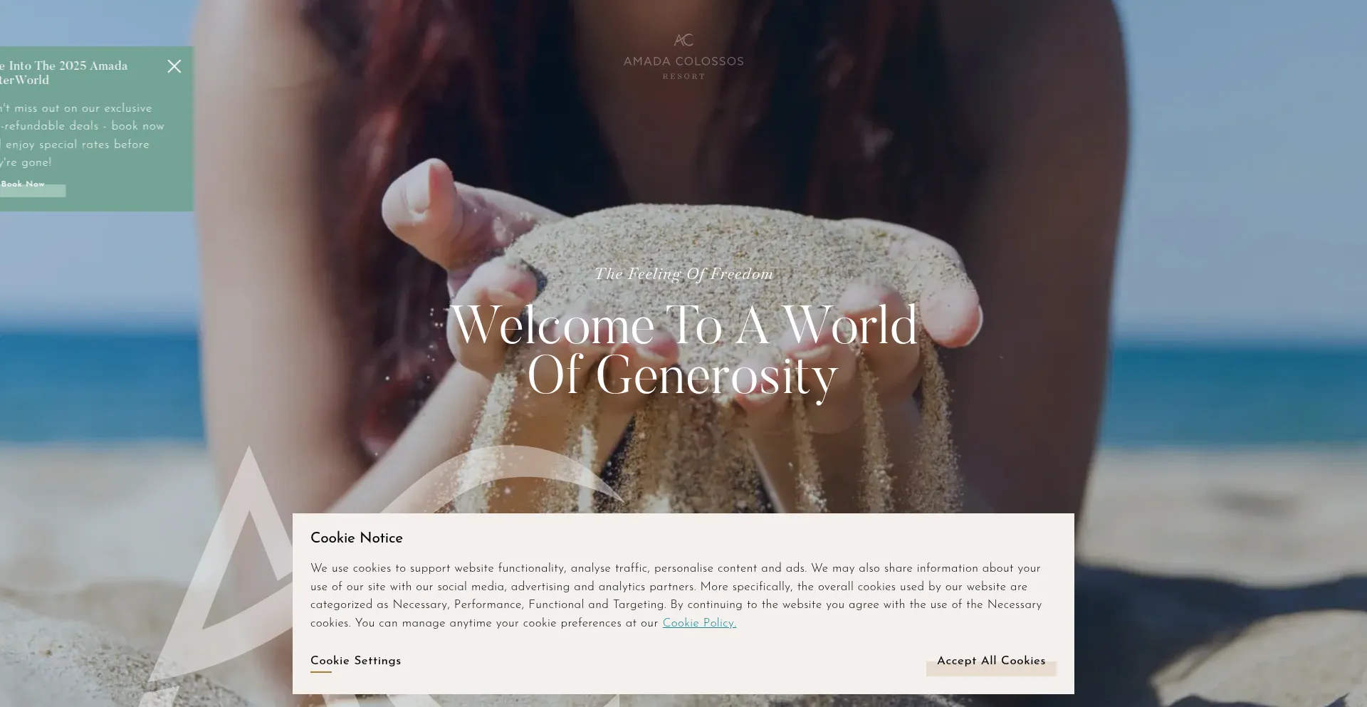 Website screenshot of Amadacolossosresort.com