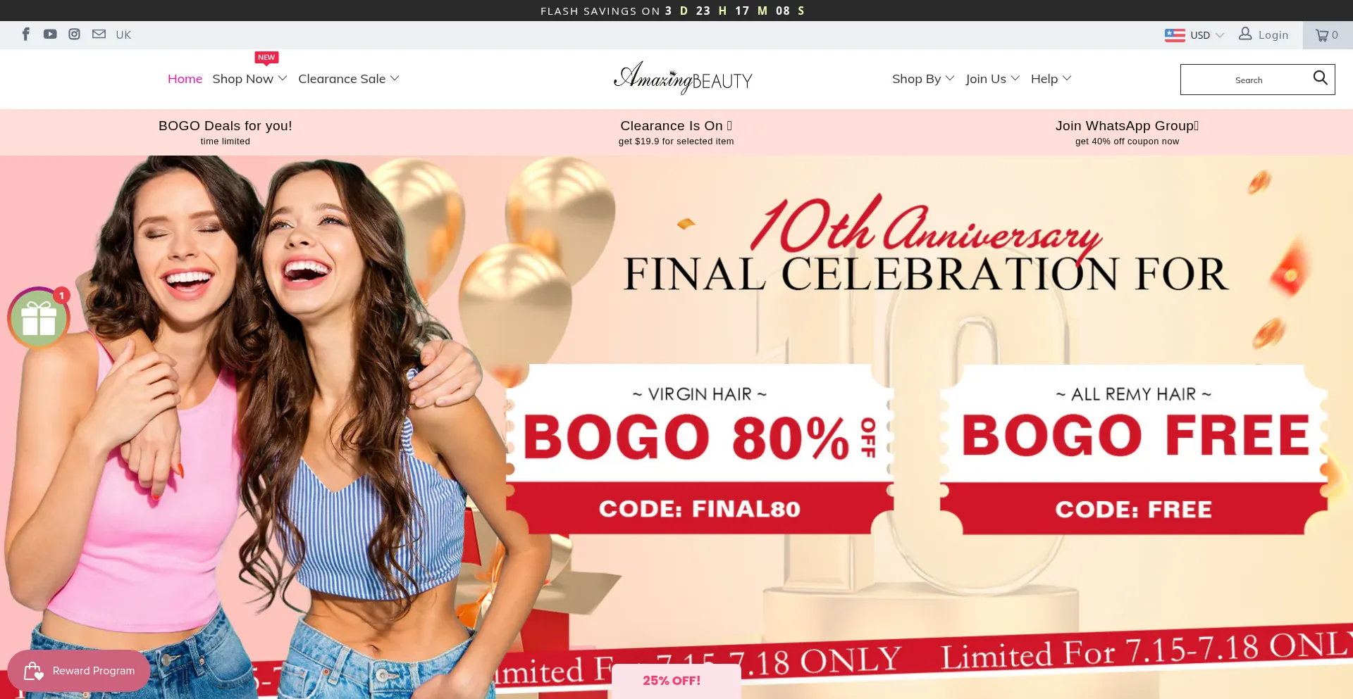 Website screenshot of Amazingbeautyhair.com
